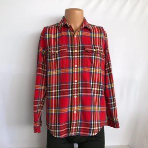 Men’s Red Flannel Plaid American Eagle Button Down Shirt Sz M